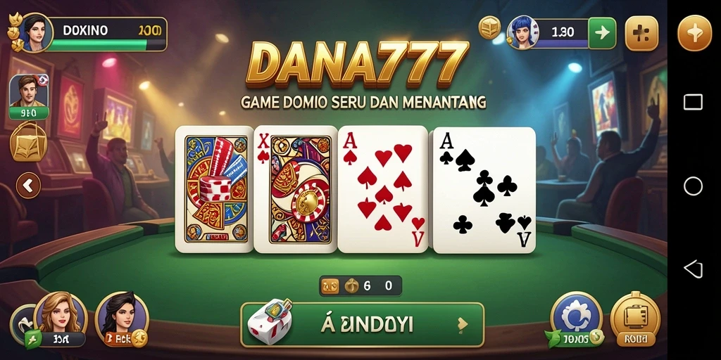Tampilan gameplay DANA777 yang penuh aksi dan strategi domino.