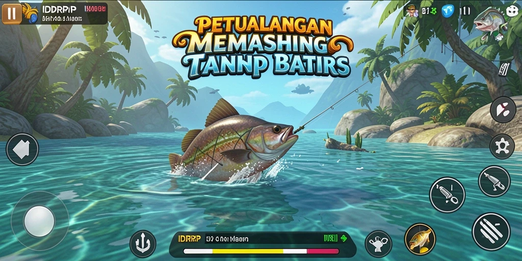 Gambaran layar permainan IDRRP yang menunjukkan aksi memancing seru.