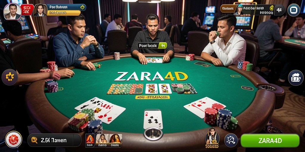 Screenshot gameplay ZARA4D yang menampilkan aksi pemain poker.